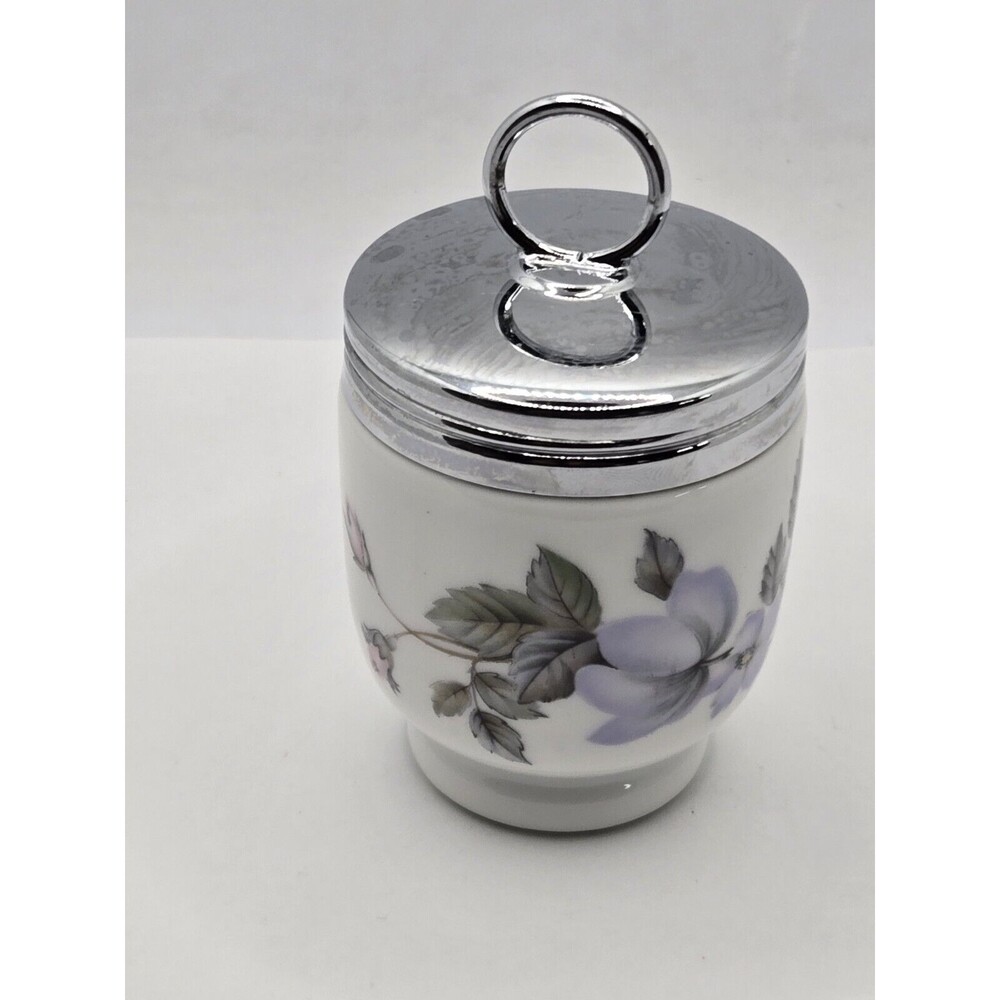Royal Worcester Fine Porcelain Single Egg Coddler Roses Blue Pink Green White